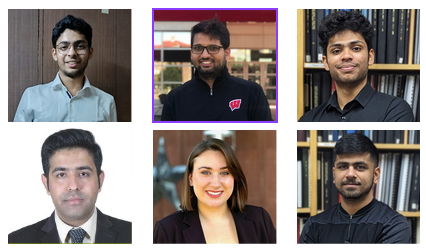 Six headshots of incoming WEMPEC students: Hardik Chhabra Pourya Javidi Ujjwal Kumar Cassie Mangiulli Ashwin Shejawalkar Sahil Shingote