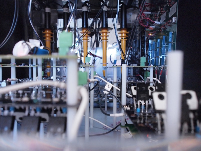 Inside of a high-voltage (several kV) research prototype power electronics converter 